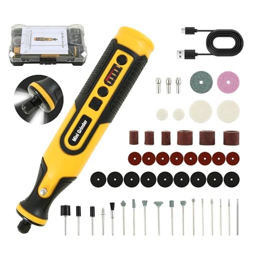 Cordless Rotary Tool Kit 7.2V Rechargeable Mini Rotary Multi Tool with USB Charging 5 Variable Speeds up to 28000RPM 58 Accessories for Engraving Cutting Sanding Polishing DIY Crafts