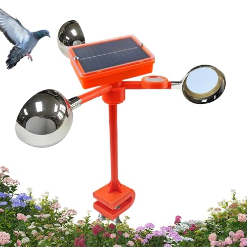 Fyrdyn Repelente De Aves Solar 360 Grados Giratorio, Repelente De Aves Solar para Exteriores, Dispositivo Impermeable Antipalomas para Jardín Césped Almacén