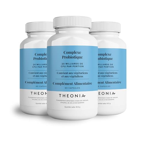 Complément alimentaire Complexe de probiotique de Theonia - 7 souches puissantes avec 20 milliards d’UFC par dose journalière - système immunitaire, la digestion et la santé de la peau - 180 gélules
