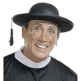 Widmann 2812H - Hut Priester, Schwarz, aus Filz, Pater, Pfarrer, Hut, Kopfschmuck, Accessoire, Karneval, Mottoparty