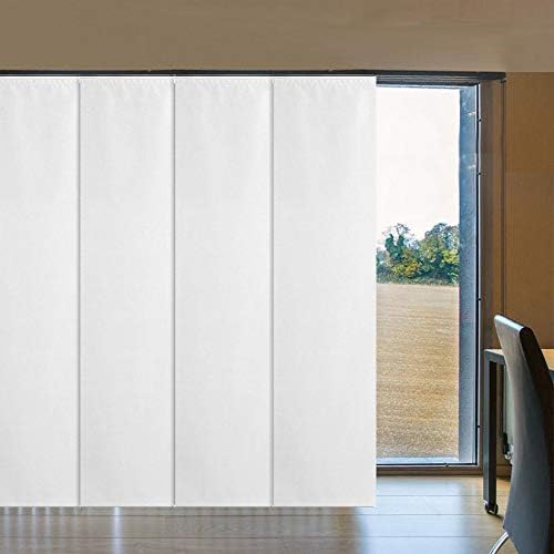 LETAU Cordless Sliding Panels Track Blinds, 100% Blackout Made to Order Vertical Blinds for Large Windows, Sliding Doors, Open Spaces and Room Dividers, White