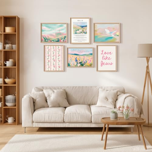 Pastel Pink Christian Wall Art Bible Verse Preppy Canvas Wall Decor Girl Trendy Christian Poster Aesthetic Floral Scripture Prints Cute Religious Pictures for Girls Room Bedroom 8x10x6 Inch Unframed by Olctedo - Used condition - Image 3