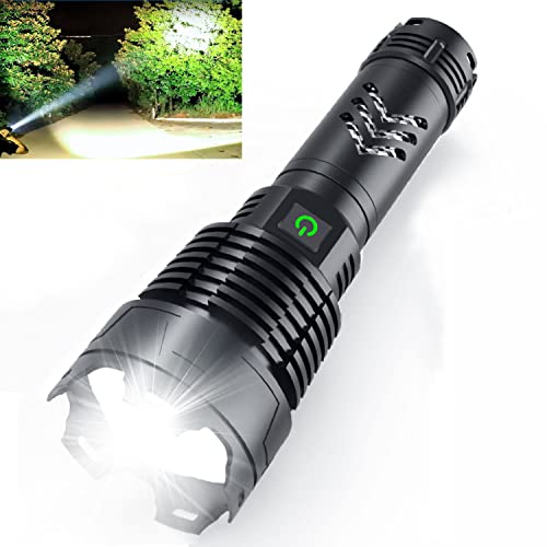 Rechargeable Led Flashlight 120000 High Lumens, Brightest Powerful Handheld Flashlight,Xhp160.2 Zoomable IPX5 Waterproof Super Bright Flashlight with 5 Modes