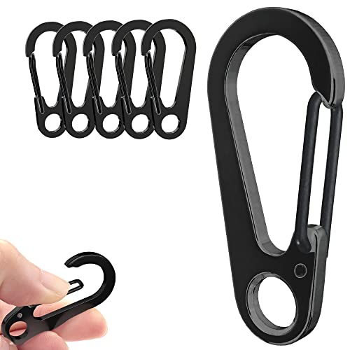 5個入 カラビナ ミニカラビナ スナップフック SUS420J2 ステンレス鋼 軽量 耐久性 おしゃれ 多機能 スプリングフック 4.5cm (黒)