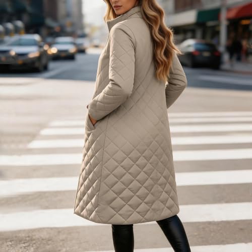 YRAETENM Womens Quilted Jacket Warm Long Winter Coats Casual Puffer Jackets - image 7