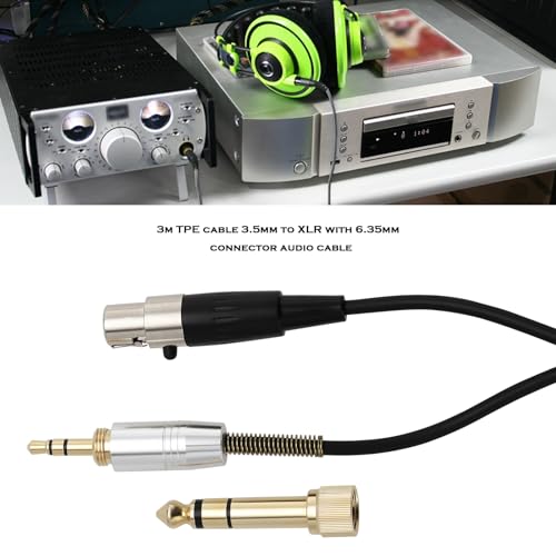 Miniatura 2 de Emagtech Cable De Audio De 3 M Mini-Xlr A 3,5 Mm Y 6,35 Mm, Cable De Extensión De Auriculares Tpe, Compatible Con Akg K240 Q701 K702 K141 K171 M220