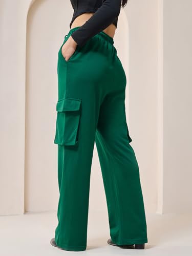 Image of Bewakoof Women's Cotton Regular Fit Track Pant|Track Pants for Woman | Lower for Women | Multipurpose | Activewear | Utility Pockets | Lightweight & Flexible Elastic Waist | Casual Joggers