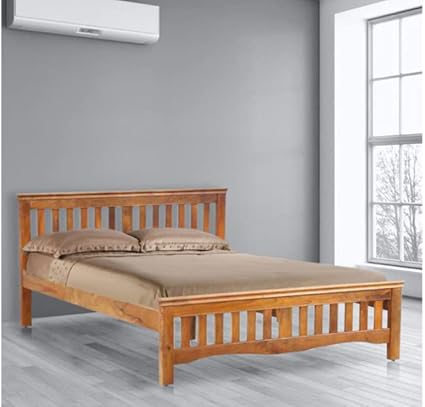 DECNITY Alen King Size Sheesham Wood Bed for Bedroom | Sheesham Wood Bed | Solid Wood Bed | Bed Without Storage| King Size Bed | Double Bed | Bed for Living Room | Bedroom Furniture | Wooden Bed