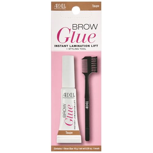 Ardell Brow Glue Taupe with Styling Brush – Tinted Eyebrow Gel for Lamination Lift, All-Day Extreme Hold Brow Gel for Defined & Fluffy Brows, 0.35 oz