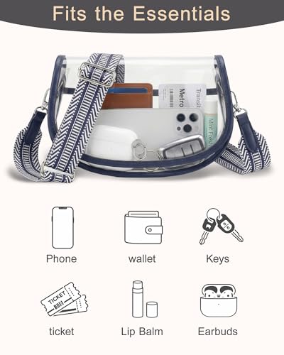 Image of Wuflyover Clear Bag for Stadium Events, Clear Purse Crossbody Bag for Women