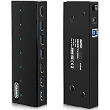 UNITEK Hub 7 portów USB 3.0 aktywny z zasilaniem, hub multiport rozdzielacz do komputera, laptopa, klawiatury, myszy, drukarki, iOS (Mac) + Windows, Plug & Play, czarny