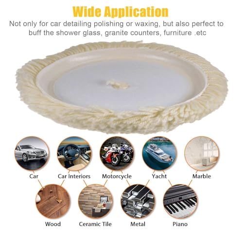 Image of MLD Wool Hook & Loop Grip Buffing Pad for Compound Cutting & Polishing - Fits Automotive Car Detailing Polisher Sanders - Polish Auto Paint CPBP-101 (7 inch) Pack of -1