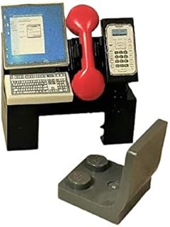 CUSTOM TOYS & HOBBIES INC Building Bricks Businessman Lawyer Office Setup- Premium Quality Office Table Desktop Computer, Keyboard, Telephone & Chair. Holiday Birthday Gift for Kids