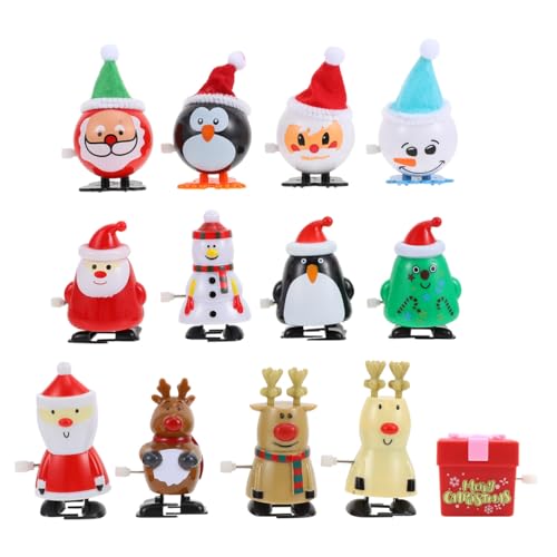 TOYANDONA 13Pcs Christmas Wind Up Santa Mini Walking for Cartoon Design Xmas Gifts to Develop Hand Eye Coordination Advent Calendar Fillers and Festive Decorations
