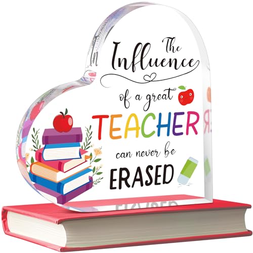 Teacher Appreciation Gifts - 4 Inch Heart-Shaped Acrylic Paperweight - the Influence of a Great...