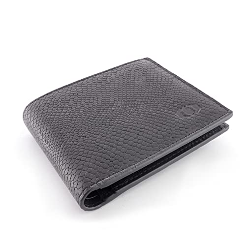 ColdFire Snake Eye Slim Leather Wallet - 4 Card Slots, Coin Pocket - Black - RFID Blocking - Bifold - Multi Compartment - Snakeskin Pattern2