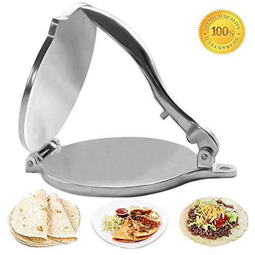 HEYJUDY Non-Stick 8 Inch Flour Corn Tortilla Press Maker, Aluminium Foldable Corn Dough Press Machine Coated Flat Bread Press Makers Easy Cleaning for Restaurant Kitchen