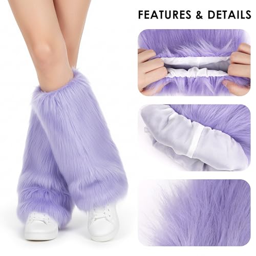 Image of Furry Leg Warmers, Women Faux Fur Leg Warmers Furry Fuzzy Winter Boot Cuffs Cover (1 Pair)