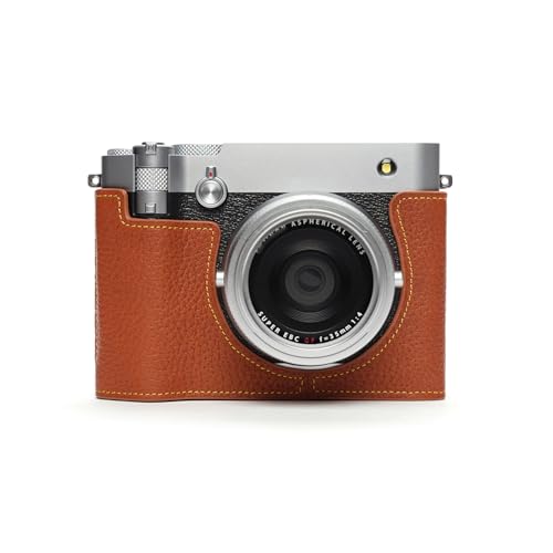 TP Original FUJIFILM GFX100RF 専用 オープナブルタイプ ハンドメイド本革 ボディケース 互換 電池交換便利 底面開閉 ハンドメイド本革ハーフカメラケースバッグカバー (赤茶色)