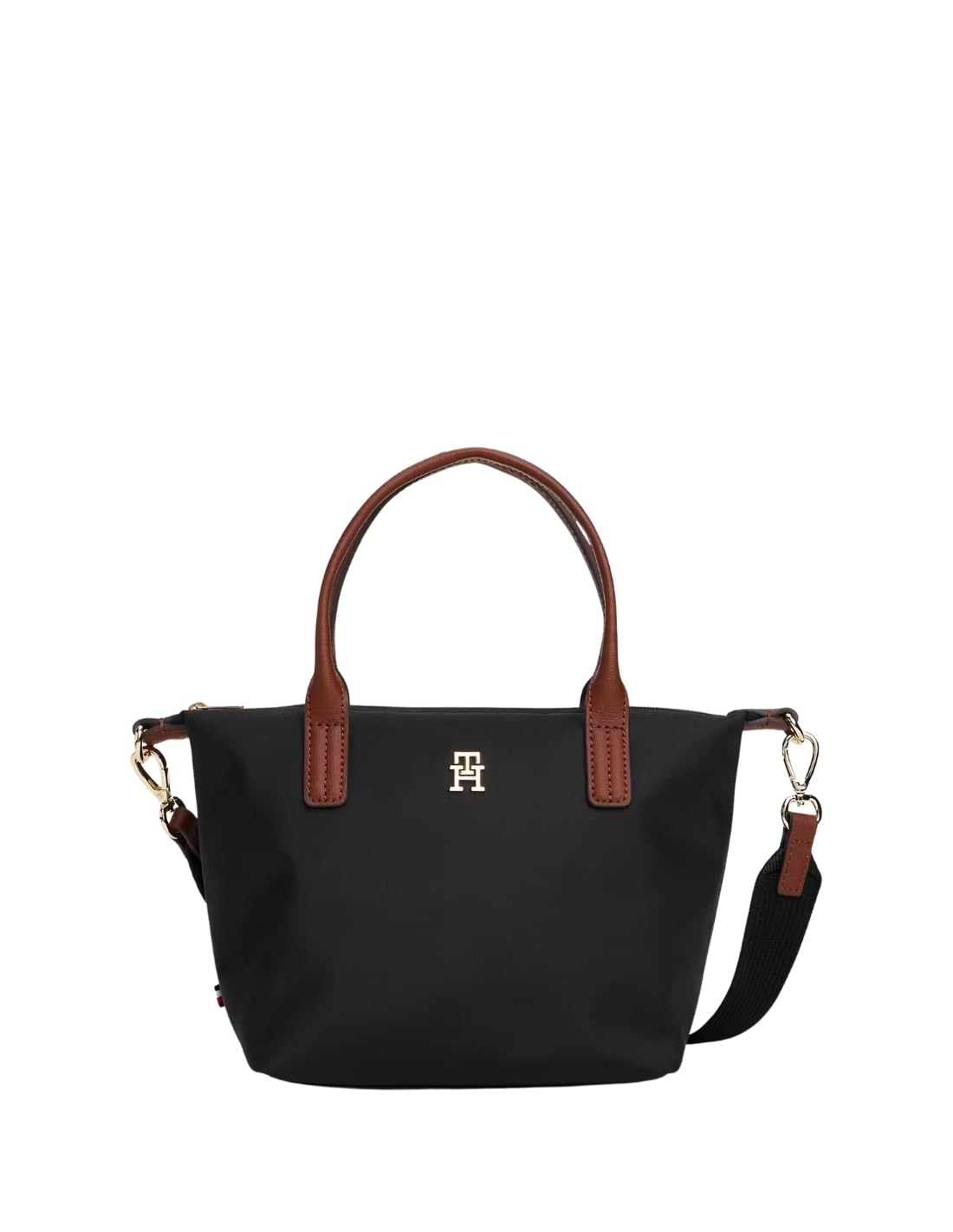 Tommy Hilfiger Damentasche Tragetasche – Schwarze gewebte Tragetasche mit Schulterriemen (OSFA)