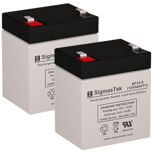 SigmasTek 12V 5Ah F1 SLA Battery Compatible With Razor Drift Crazy Cart 25143499 Pack of 2