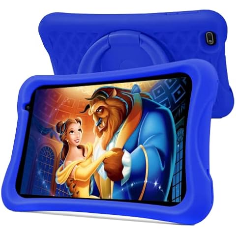 PRITOM Android 10, 8 Zoll Kinder-Tablet, Kindersicherung, Kinder-App, Quad-Core-Prozessor, 2 GB RAM, 32 GB ROM, HD-IPS-Bildschirm, Dual-Rückfahrkamera, mit Kinder-Tablet-Hülle (Blau)… Cover