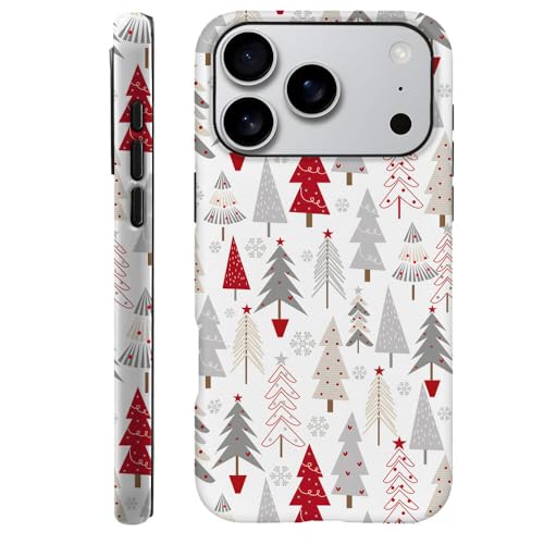 SEized Case Compatible with iPhone 18 Pro/iPhone 17 Pro,Red White Christmas Tree Pattern Phone Case Dual-Layer Hard Shell Cover for Girl Women Boy Men