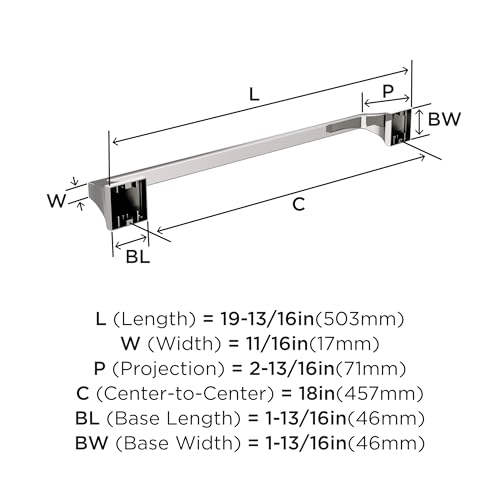 Image of Amerock Mulholland 18 inch Polished Nickel Towel Bar