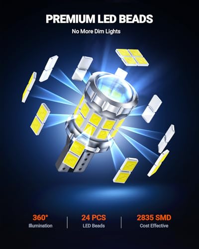 Image of SEALIGHT 2026 921 LED Bulb, 700% Super Bright 912 T15 Led Reverse Light, Canbus Error Free 906 904 916 W16W LED Bulbs, 6500K White, Non-polarity, Automotive Back Up Light Assemblies, 2PCS