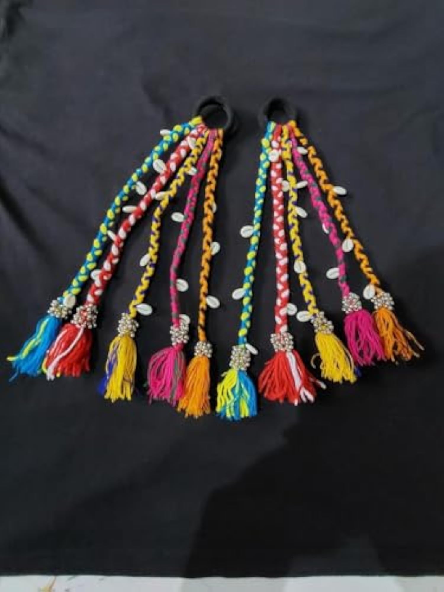 Navratri Look Hair Braids with Rubber Bands, Boho Accessories