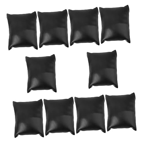 SUNCN 1セット 時計ケース枕バッグ 人体感知常夜灯 装飾 ホームランチョンマット スタック シート おもちゃ ブレスレット糸くずホルダー 枕を表示する時計 Puレザー Black 10個