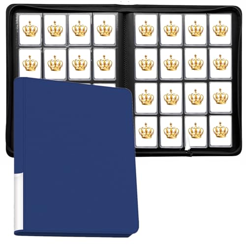 16 Pocket Toploader Binder Holds 640 Cards Ringless Design Side-Load Toploaders Holder for 3x4 Top Loader Trading/Sports Cards Top Loaders (Blue)