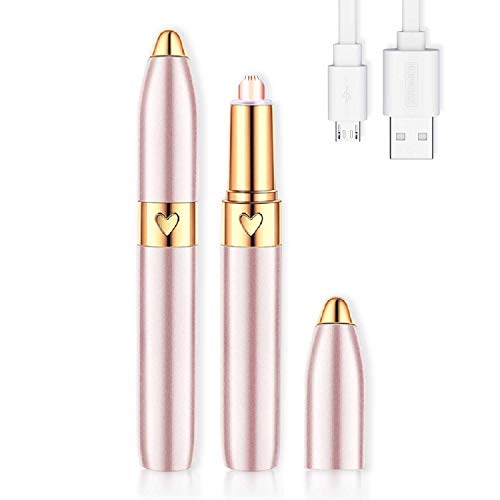 Docreate Eyebrow Razor, Rechargeable Eyebrow Hair Remover, Portable Electric Eyebrow Trimmer, USB Rechargeable Facial Hair Removal with LED Light for Women and Men