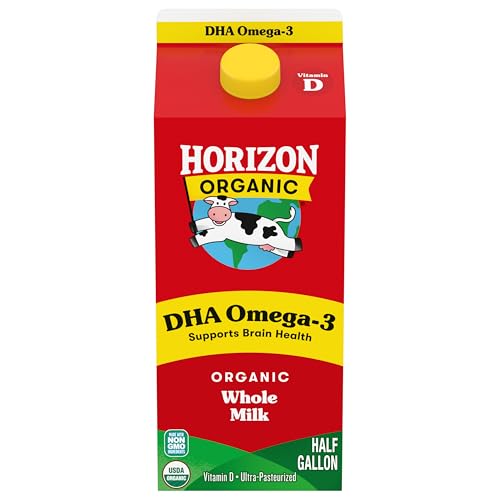 Horizon Organic DHA Omega-3 Milk, DHA Whole Milk, 64 fl oz Half...