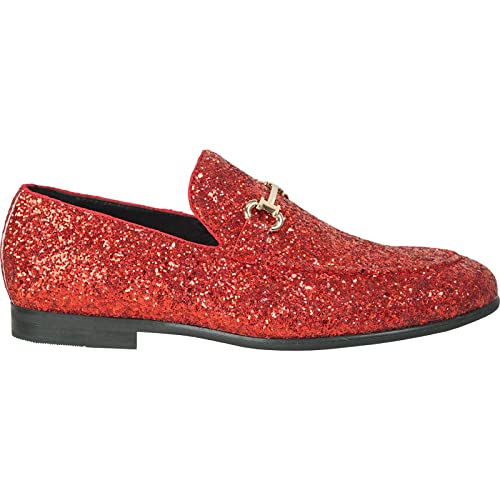Image of bravo! Men Dress Shoe Prom Slip-on Loafer Lace-up Oxford Cap Toe Metallic Glitter for Wedding Prom Black Blue Green Gold Pink Pewter Purple Silver Red