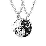 Sun Moon Necklace for Women Men Matching Tai Chi Yin Yang Necklace Best Friends BFF Necklace for 2 G