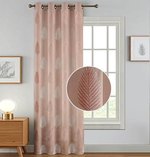 Image of FRESH FROM LOOM Anti-Wrinkle 12ft Curtains | Premium Jacquard Design | Sun Blocking 80% | Ideal for Long Doors & Large Windows, Luxury Curtain (12ft, Dusty-Rose, 1pc)