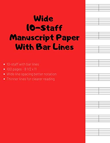 Wide 10 staff Manuscript Paper With Bar Lines