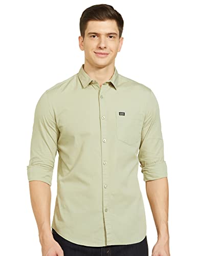Image of The Indian Garage Co Men Slim Fit Solid Full Sleeves Cutaway Collar Casual Shirt