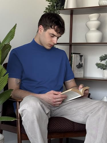 Image of COOFANDY Mens Mock Turtleneck Shirts Casual Premium Cotton Short Sleeve Shirt Basic Half Neck T-Shirts