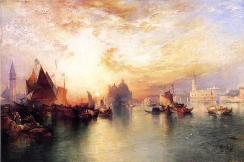Pintura sobre lienzo de Venecia para decorar el dormitorio con un toque vintage de 60x90cm