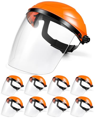 Image of Tellegloww 8 Pack Safety Face Shield for Grinding Cutting Work, Orange
