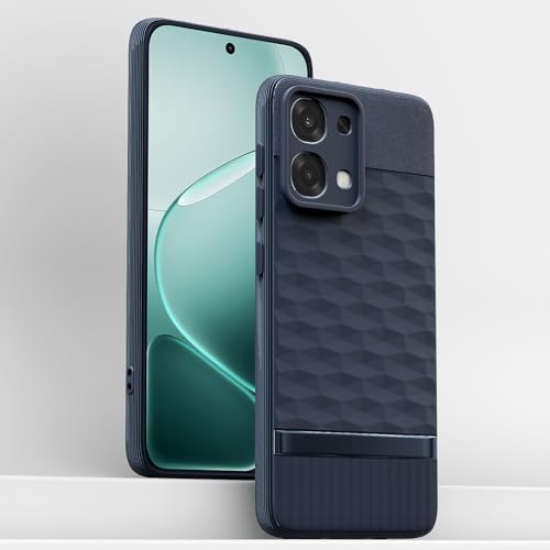 Image of Pikkme Back Cover for Oppo F31 5G / Oppo F33 5G Soft Grip 3D Hexa Cube Texture Silicone Bumper Case (Blue)
