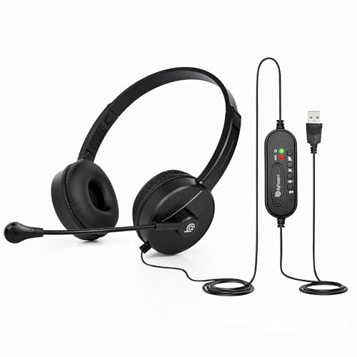 USB Headphone with Noise Cancellation Mic | Light Weight Wired Headset for Online Meetings & Office Calls | USB Headphones for PC & Laptop | Model: Pr