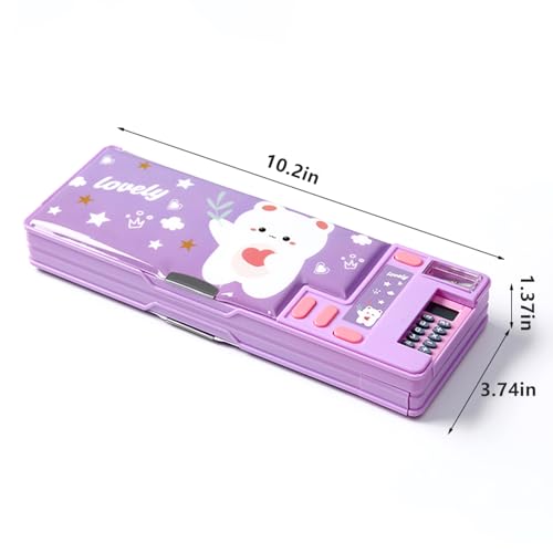 LilyBeauty Estojo Multifuncional com Calculadora, Apontador de Lápis e Currículo, Vários Padrões Fof