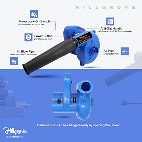 Image of Hillgrove HGCM004 Electric Air Blower and Suction Dust Cleaner with Screwdriver Set 800W /18000RPM for AC /Computer /Home with Air Blower Machine Gun Dust Cleaning Forward Curved Air Blower