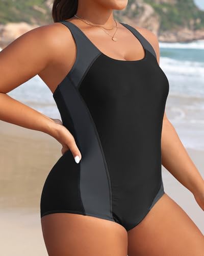 Image of Aqua Eve Plus Size Swimsuits Athletic One Piece Bathing Suit for Women Tummy Control Slimming Swimwear