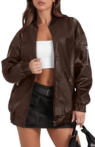 Image of Sampeel Leather Jacket Women Faux Oversized Motorcycle Bomber Coats 2026 Fall Fashion Outfits Winter Clothes