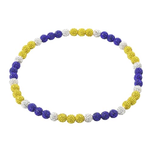 SOFPLATE 1 boîte de Collier de Glace de 18 Pouces Collier de Baseball Jaune Bleu Blanc Scintillant Inspiré de Discoball Bling Ice Goutte à Goutte Strass...