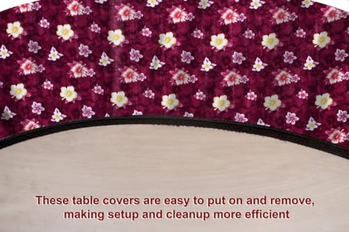 Image of The Furnishing Tree Elastic Oval Dining Table Cover WxL 35x63 in Inches Polyester Floral Pattern Red